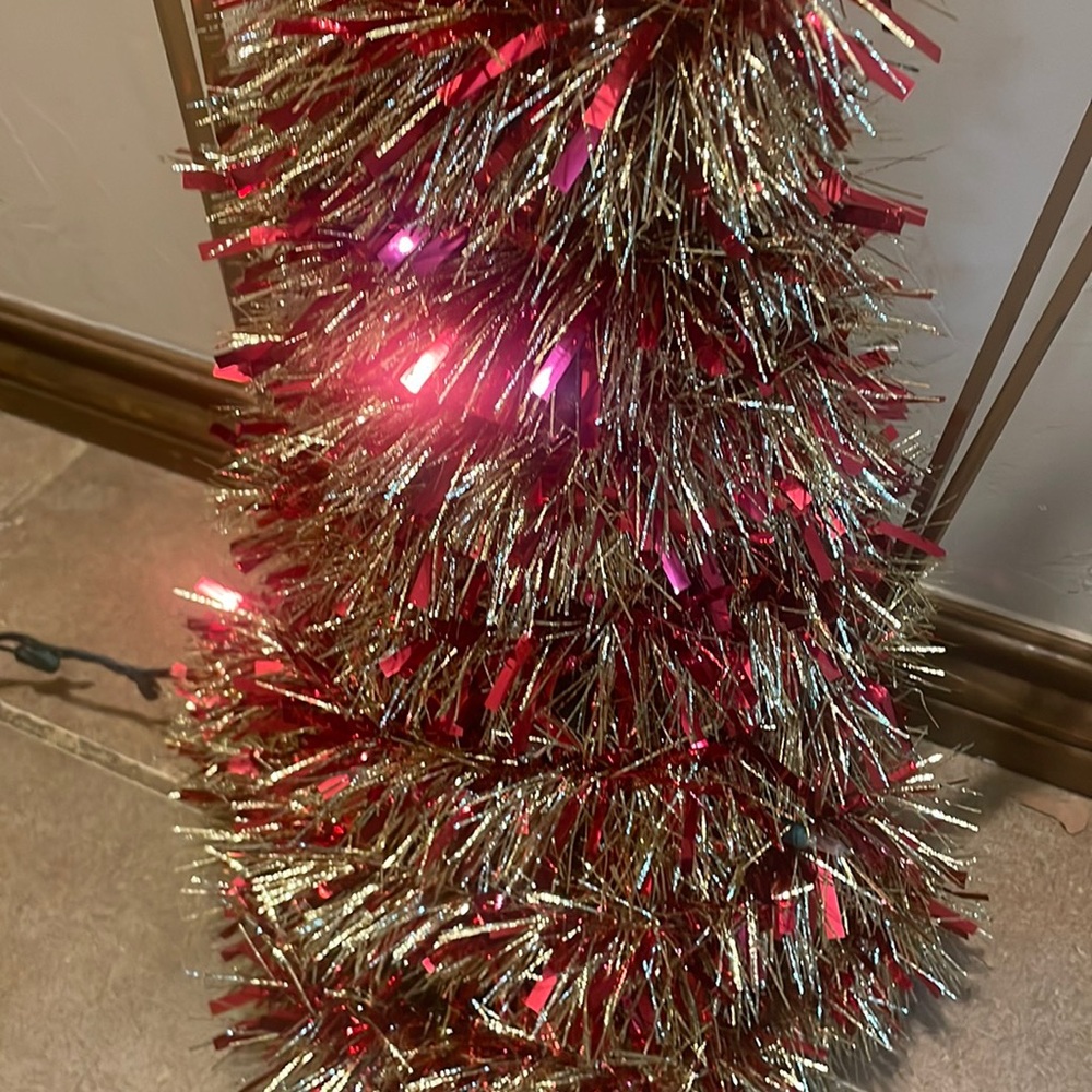 Vintage Handmade pink Angel Lit tinsel Christmas Tree - Picture 6 of 9
